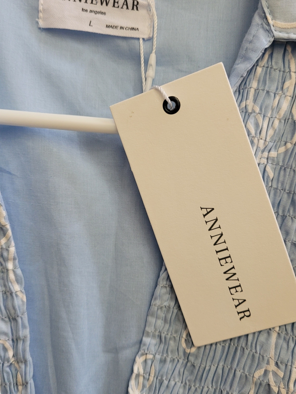Annie Light Blue Floral Smocked Dress - Picture 6 of 6